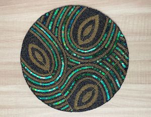 Peacock Handmade <b>Beaded</b> <b>Placemats</b>, Tablemat - Product Image 3