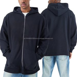 Sweats à capuche personnalisés avec logo, 500 g/m², pour hommes, sans cordon, avec fermeture éclair, broderie personnalisée, sweats à capuche lourds pour OEM ODM - Product Image 2