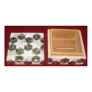 Belle boîte de rangement de bijoux au design unique en incrustation de nacre en bois et utilisation pour la décoration intérieure et les boîtes de rangement de fruits secs - Product Image 1