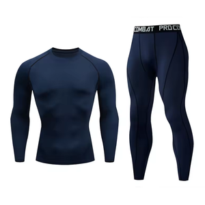 Conjuntos de manga larga para hombre Rash Guard ropa interior de secado rápido mallas de compresión 100% algodón transpirable para entrenamiento deportes gimnasio Fitness - Product Image 4