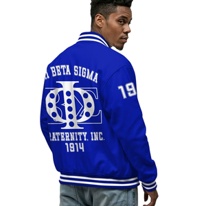 Phi Beta Sigma 1914 Bleu Blanc Grec Vie Varsity Letterman Veste Fraternité Chenille Broderie Collège Veste - Product Image 2