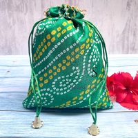 Sac à cordon unique en tissu imprimé Bandhej traditionnel du Rajasthan, sac Potli pour cadeau de mariage, cadeau de retour