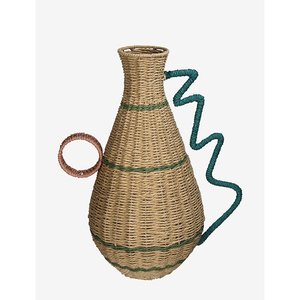Vase en jonc de mer naturel fait à la main avec poignées tissées jaunes support de fleurs décoratif pour Boho moderne ou décor à la maison rustique - Product Image 4