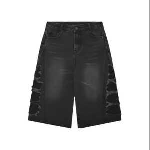 Alta calidad High Street Eco-Friendly Transpirable Lavado Faded Denim Jort Personalizable Baggy Men's Shorts Verano - Product Image 5