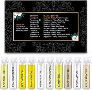 Crysalis 3ml Lavande Encens Bergamote Mandarin Géranium Bois de Santal Usage Domestique Huiles de Massage Lot de 10 Rafraîchisseurs d'Air - Product Image 2