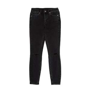   Pantalon en jean Hell Cat pour femme, taille haute, style vintage streetwear, délavé, respirant, lavable, taille XL, coupe large, avec logo à la taille - Product Image 1