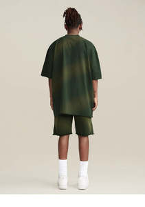 Vêtements de sport en coton lavé à l'acide pour hommes, jogging d'été de gymnastique, short de 2 pièces, t-shirt, logo personnalisé, respirant, grande taille, confortable - Product Image 3