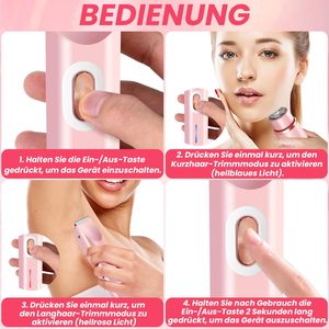 Rasoir électrique pour femmes 2-en-1 à double tête, tondeuse bikini, utilisation humide/sèche, pour visage, bras, jambes, corps, double lame, étanche IPX7, sur batterie - Product Image 6