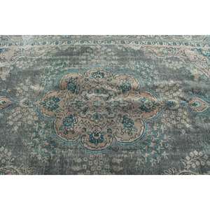 Alfombra Turca de 6.4x9.7 pies, Alfombra Oriental Vintage de Lana Azul Marrón - Product Image 4