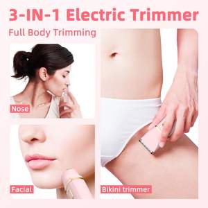 Mini afeitadora eléctrica de doble cuchilla para mujer, recortadora impermeable IPX7, removedor de vello nasal para rostro, idioma de operación alemán, lavable - Product Image 6