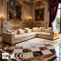Canapé d'angle de luxe haut de gamme élégant en forme de L, ensemble de meubles modernes blancs pour villa, canapé Elefante en cuir véritable stylé