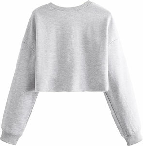 Primavera Otoño Verano Mujer Crop Top Sudadera Transpirable Color Blanco Cuello Redondo Crop Tops Pullover Sudaderas - Product Image 6