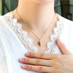 Trendy Non Tarnish Waterproof 316L Stainless Steel Pink 14k 18k Gold Plated Necklace <b>Bracelet</b> Zircon Jewelry <b>Set</b> for Women - Product Image 2