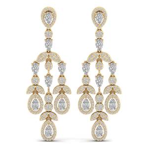 Pendientes Largos de Oro Sólido de 14K con Moissanita Certificada GRA de REYES, para Mujer, Regalo de Boda de Lujo, Joyería Nupcial - Product Image 2