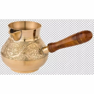 Premium Pure Brass Engraved <b>Coffee</b> <b>Maker</b> - Antique Style Handcrafted Ibrik Cezve with Tinned Interior & Long Handle <b>Turkish</b> Pot - Product Image 1
