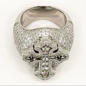 Impresionante Anillo Cruzado con Incrustaciones de Circonitas en Plata de Ley 925, Joyería Clásica de Moissanita para Regalo de Aniversario o Fiesta - Product Image 1