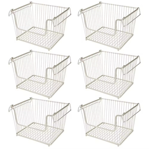 Nouveauté, 6 paniers de rangement pour fruits et légumes, couleur argent, en métal massif, à vendre - Product Image 1