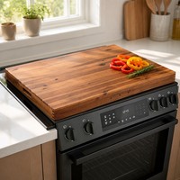 Couverture de cuisinière électrique en bois d'acacia - Plateaux d'appoint pour comptoir de cuisine et grand planche à découper pour cuisinière à gaz