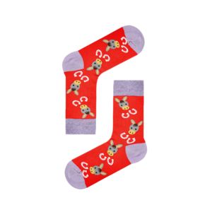 Chaussettes unisexes rouges à motif floral âne, respirantes, tricotées, taille unique, pour usage quotidien printemps été hiver - Product Image 1