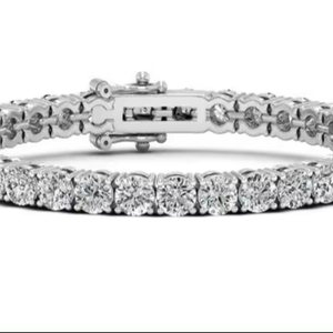 Pulsera de moissanita de plata de ley de 4 MM para mujer, Color VVS1 con perla de diamante para boda o compromiso, joyería de moissanita - Product Image 1