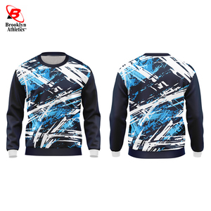 Sudadera de lana de talla americana con logotipo personalizado, jersey de mezcla de manga larga, Sudadera de cuello redondo para hombre - Product Image 6