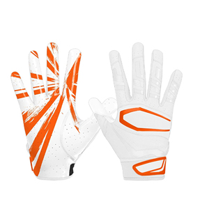 Gants de gardien de but de football en cuir blanc et orange avec maille respirante et adhérence antidérapante pour l'entraînement en extérieur - Product Image 1