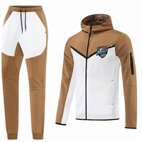 Ensemble de survêtement sportif premium pour homme - 100% coton respirant, capuche, taille élastique, léger, vêtements de sport d'hiver pour la salle de sport
