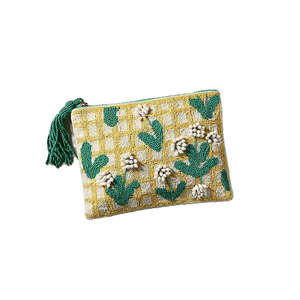 Bolsa bordada de cuentas de semillas hecha a mano única con cremallera Bolsa de monedas bordada con cuentas de alta calidad con impresión personalizada - Product Image 1