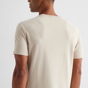 T-shirts d'été de haute qualité pour hommes, légers, bicolores, à motif uni, tissu tricoté imprimé avec logo personnalisé personnalisable - Product Image 4