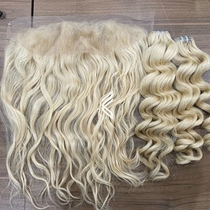 Premium Blonde Frontal 13x6 Lace <b>Wigs</b> Durable 100% Virgin Remy European Hair Natural Wave Loose Deep Wave Salons Customization - Product Image 2