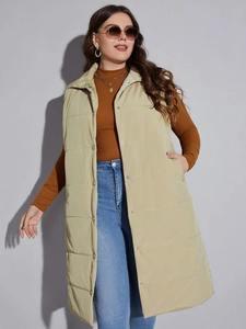 2025, venta al por mayor, chaleco de moda, chaqueta acolchada sin mangas para mujer de invierno, chaleco acolchado con cuello levantado - Product Image 5