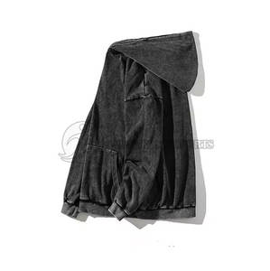 Sudadera con Capucha Oversize para Hombre, Lavado Ácido, Invierno, Color Sólido, Algodón Poliéster Impermeable, Diseño 3D con Logotipo Personalizado, Gris Humo - Product Image 3