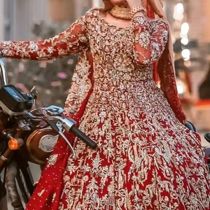 DAZZLING DESIGN of HEAVY EMBROIDERY on FLOOR-LENGTH & <b>DUPATTA</b> WITH EMBELLISHED CRYSTAL GLASS BEADS,DABKA WORK for WEDDING @ 2024 - Product Image 1