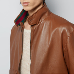 Col brodé personnalisé 100% peau de vache Denim tissu Vintage Style Bomber Letterman veste pour hommes - Product Image 1