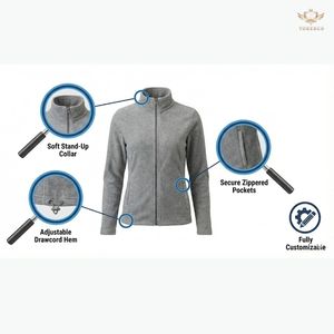 Wholesale Custom <b>Women</b> Polar Fleece Jacket Full Zip Outdoor Winter Coat Soft Stand Collar <b>Warm</b> <b>Cardigan</b> OEM Factory - Product Image 2