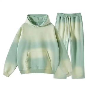 Street Wear Supplier Acid Wash Printed Solid Winter Plus Size Hooded Tracksuit Oversized <b>Distressed</b> Midweight High Street Suits - Product Image 5