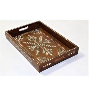 Plateau de service classique en incrustation d'os avec touche de luxe en agate - Product Image 4