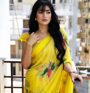 Saree de Organza de diseño indio para mujer, Material de blusa de seda con banderín para mujer, ropa de fiesta y función, Saree con estampado Digital - Product Image 5