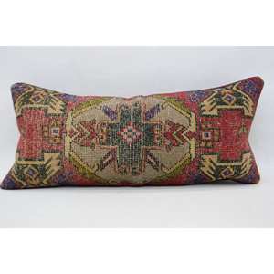 Almohada Kilim Vintage Bohemia Multicolor de 16x36 pulgadas, almohada decorativa de seda de lujo con estampado de retazos tejidos para decoración de Navidad - Product Image 1