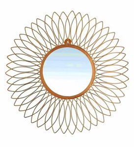 Miroir mural de luxe en plaqué or avec cadre en métal perlé et rond Miroir mural pour la décoration intérieure - Product Image 6