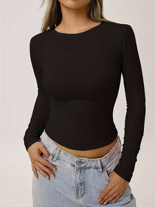 2025 été personnalisé coton haut court t-shirt femmes taille ample couleur unie t-shirt femmes Collection du Bangladesh - Product Image 4