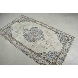 Tapis de 3,7 x 6,6 pieds, tapis turc vintage, tapis oriental bleu - Product Image 2