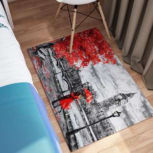 Alfombras con Pintura de Pareja con Paraguas Rojo, Alfombra de Londres, Alfombras con Paraguas Rojo, Alfombra de Chenilla - Product Image 4