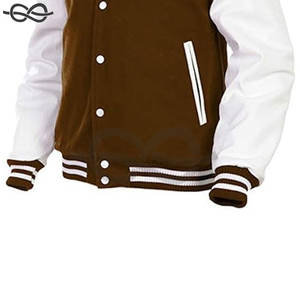 Hommes American Letterman Baseball School Team Varsity Jacket Noir Laine et Noir Manches en cuir véritable Lignes noires/rouges - Product Image 3