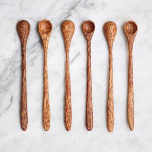 Ensemble de cuillères de service à thé et à café cuillères en bois de noix de coco naturelle avec long manche meilleurs accessoires de cuisine - Product Image 2