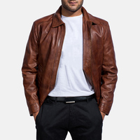 Nouvelle mode de veste en cuir pour hommes veste en cuir véritable de style zippé pour hommes prix de gros