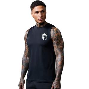 <b>Black</b> Gym Performance <b>Vest</b> Sleeveless Training Tank Top Lightweight Breathable Activewear for Men Workout Fitness and Sports - Product Image 1