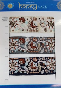 Impresionante encaje bordado floral colorido con detalles intrincados, ideal para ropa nupcial, accesorios de moda - Product Image 4