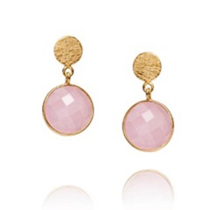 Boucles d'oreilles en argent Sterling 925 avec pierre de calcédoine Rose, nouvelle collection - Product Image 1