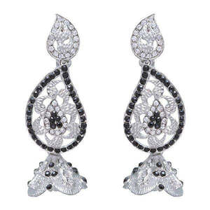 Kriaa ต่างหูห้อยระย้าสีดำแบบออสเตรีย, 1302332ชุบเงินต่างหูระย้า - Product Image 1